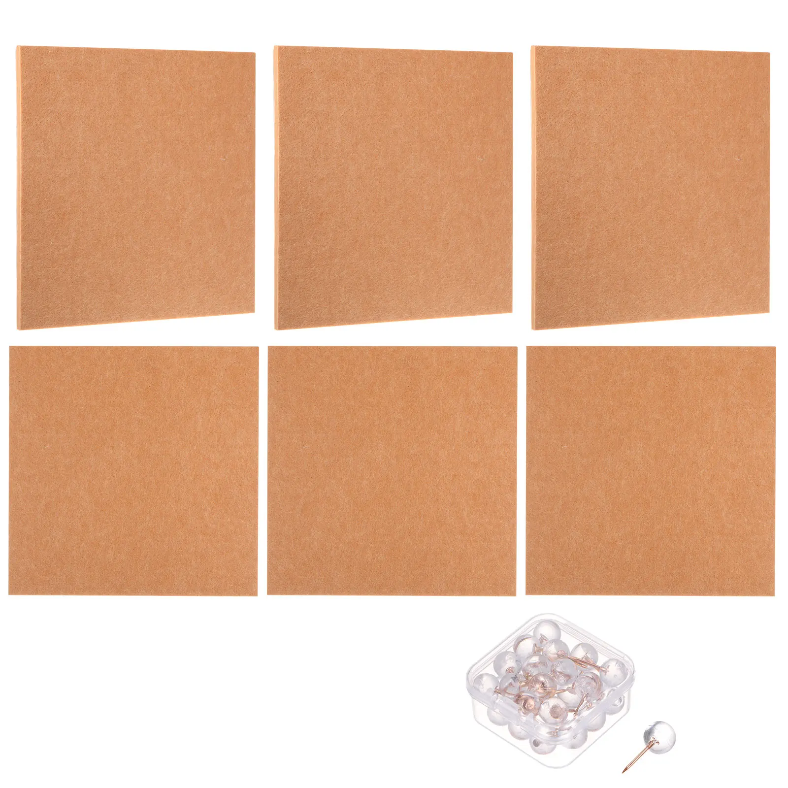 6Pcs Wall Panels Felt Bulletin Board with 30 Push Pins Felt Board Tiles for Sound Proofing Wall Photo Display Background