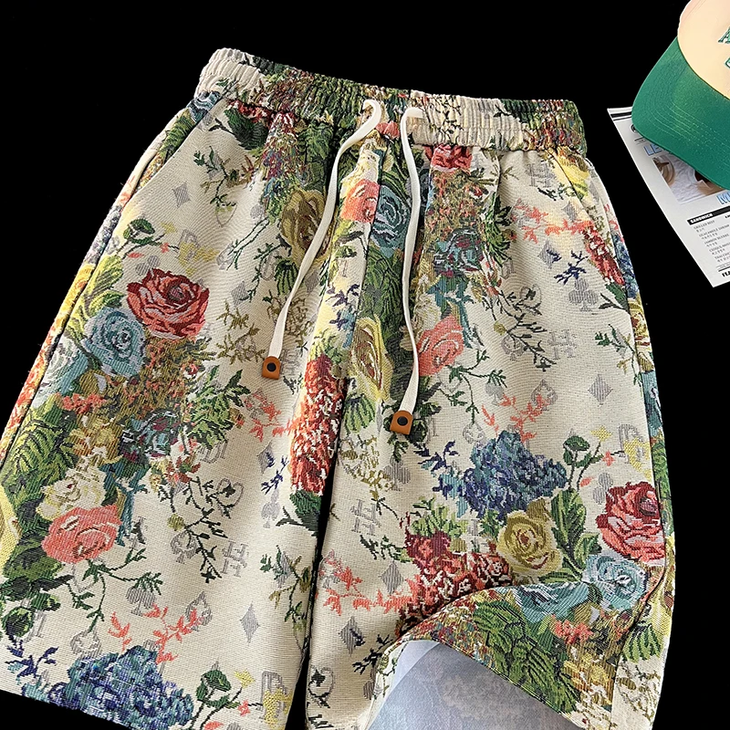 

Floral Printed Shorts Men Luxury Clothing Korean Summer Clothes Street Wear Basketball Man New Sport Half Pants 5XL 2023