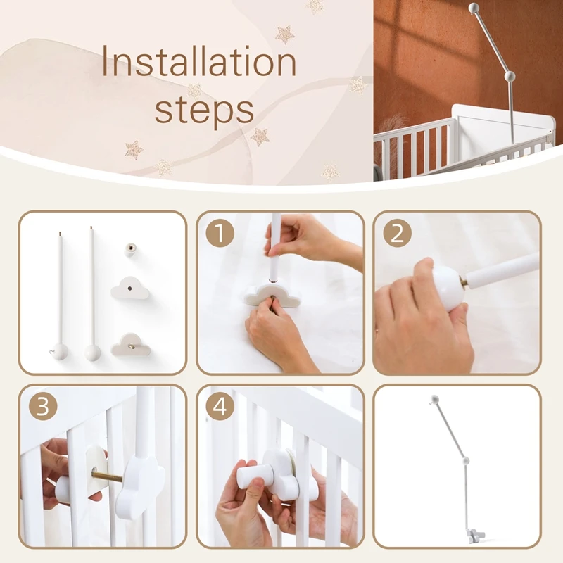 Wooden Mobile Bracket 0-12 Months Toy Crib Bell Floor Stand Newborn Crib Bell Hanging Stand Baby Crib Bell Stand Baby Rattle Toy
