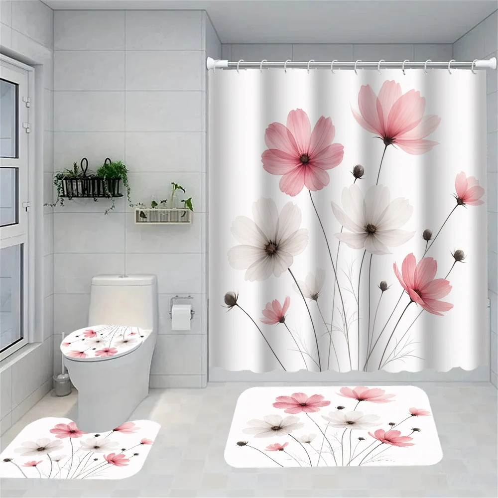 Floral Bathroom Curtain Set 5