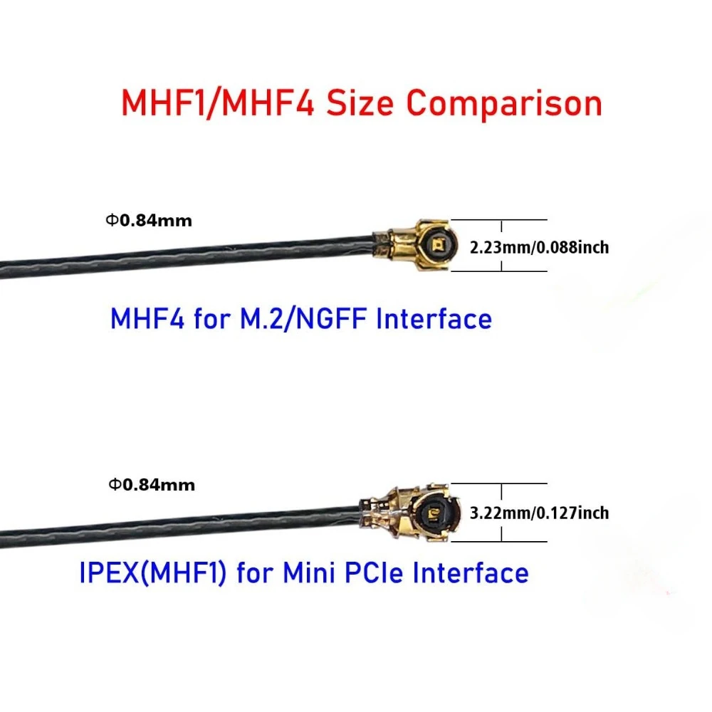 2.4GHz 5.8GHz Dual Band WiFi Antenna PCB Internal Antennas with 12cm Cable For M.2 7265 8265 9260 9560 AX200 Card 2pcs