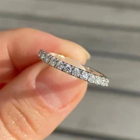 0.32ctw Round Cut CVD HPHT Lab Grown Diamond Half Eternity Band Bridal Ring 14k White Gold DEF Color VS-VVS 1
