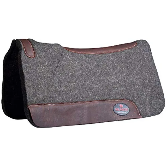 Western Wool Felt Horse Saddle Pad with Distressed Wear Leather for Horses USA-made Brown Breathable Durable