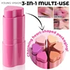 Cream Blush Stick Multi-purpose Heart-shape Blush Cream Stick Shadow Blush Lipstick 3 in 1 Contour Stick Peach Cheek Tint Makeup 4