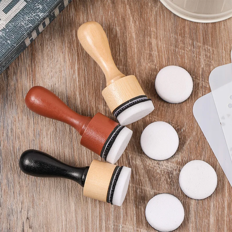 나무 손잡이 스펀지 헤드 씰 스크랩북 장식 페인팅 스탬핑 DIY 응용 도구 창의적인 수공예 선택