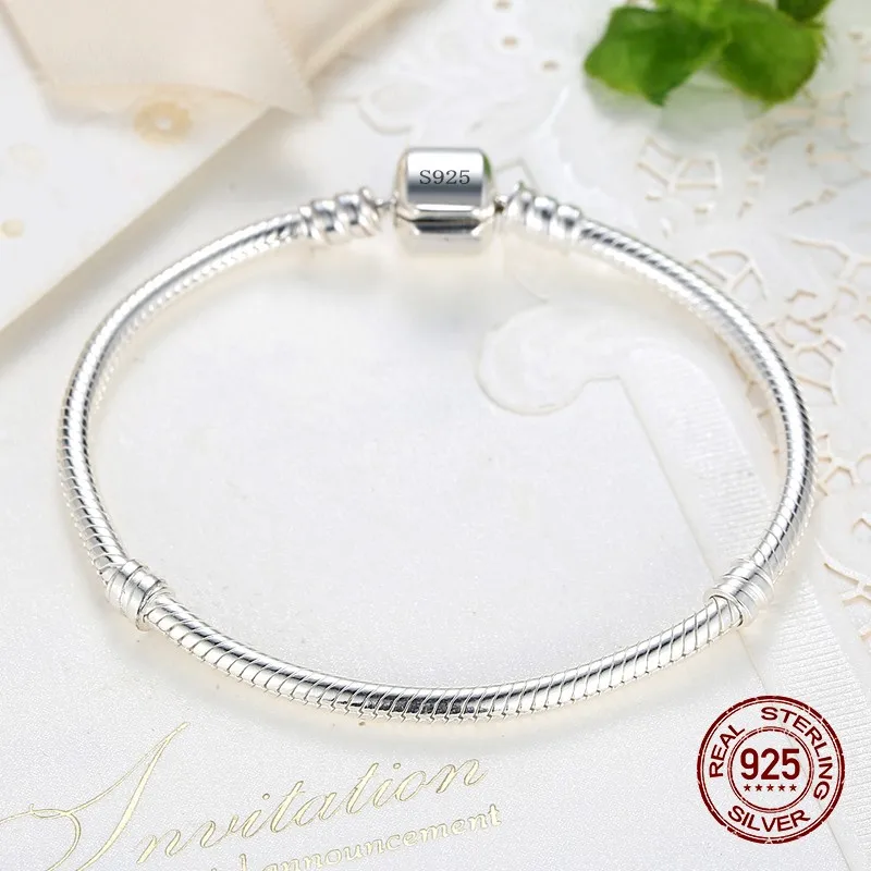 Braccialetto con ciondoli in argento Sterling 925 con gioielli originali fatti a mano braccialetti con osso di serpente liscio morbido per le donne