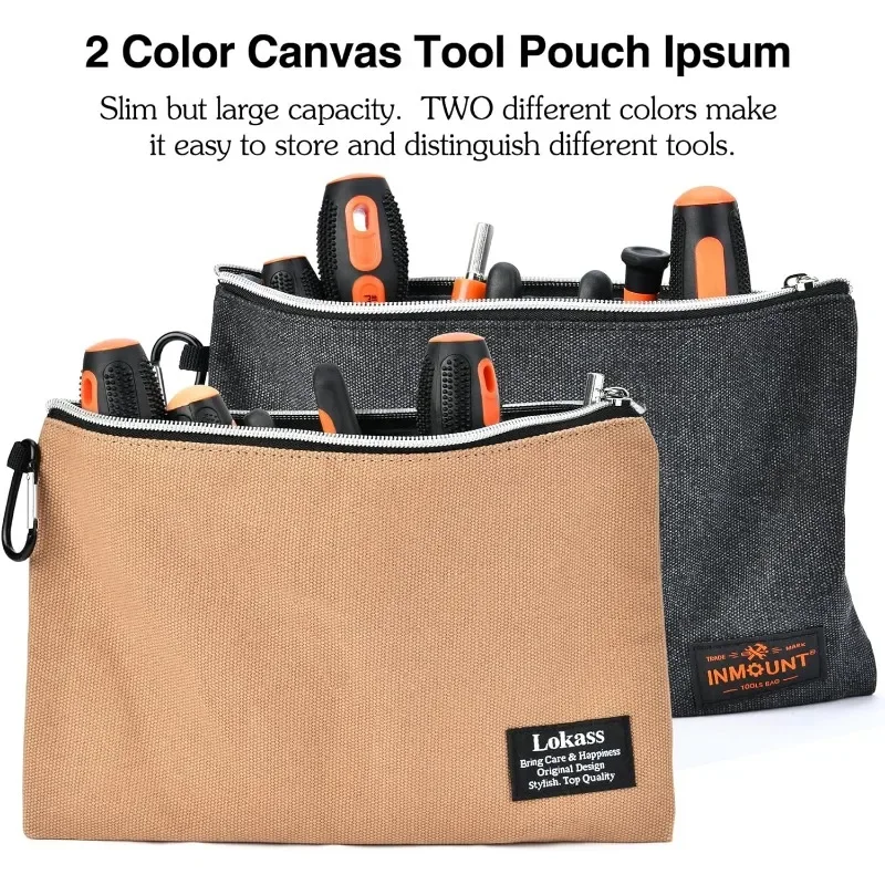 Tool Bag Backpack with 2 Canvas Tool Pouch Kit, 75 Pockets & Loops Heavy Duty Tools Organizer/HVAC