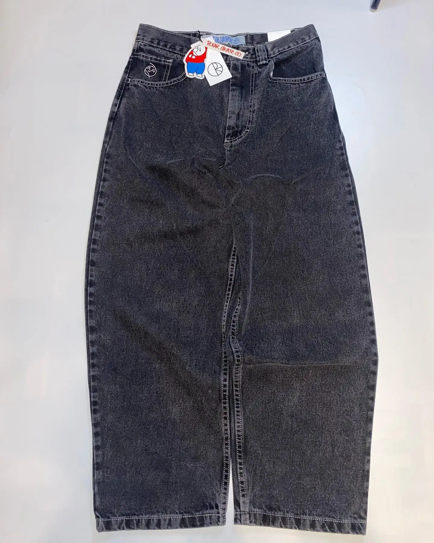 하라주쿠 힙합 자수 배기 청바지, Y2K 스트리트웨어, 블랙 팬츠, 남성 여성 패션, 캐주얼 고스, 하이 웨이스트 와이드 팬츠