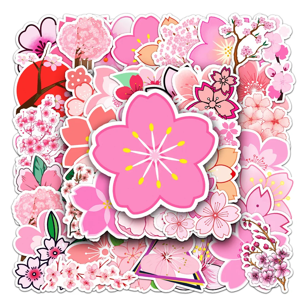 

10/30/50PCS Cartoon Cherry Blossom Plant Beautiful Flower Doodle Sticker Bike Scooter Helmet Laptop Computer Wholesale