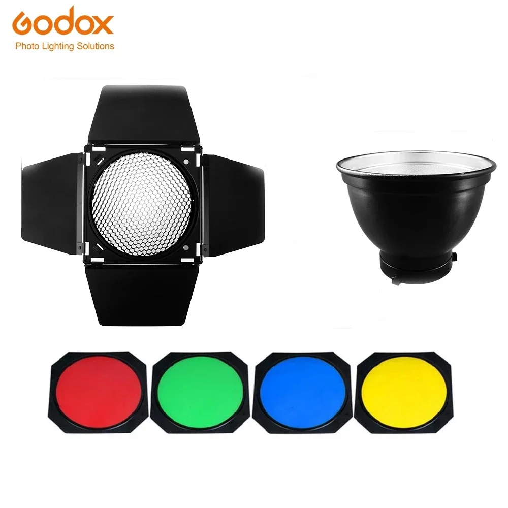 

Godox BD-04 Barn Door С Honeycomb Grid + 4-цветный гелевый фильтр для стандартного отражателя Bowen Photo Studio аксессуар для вспышки