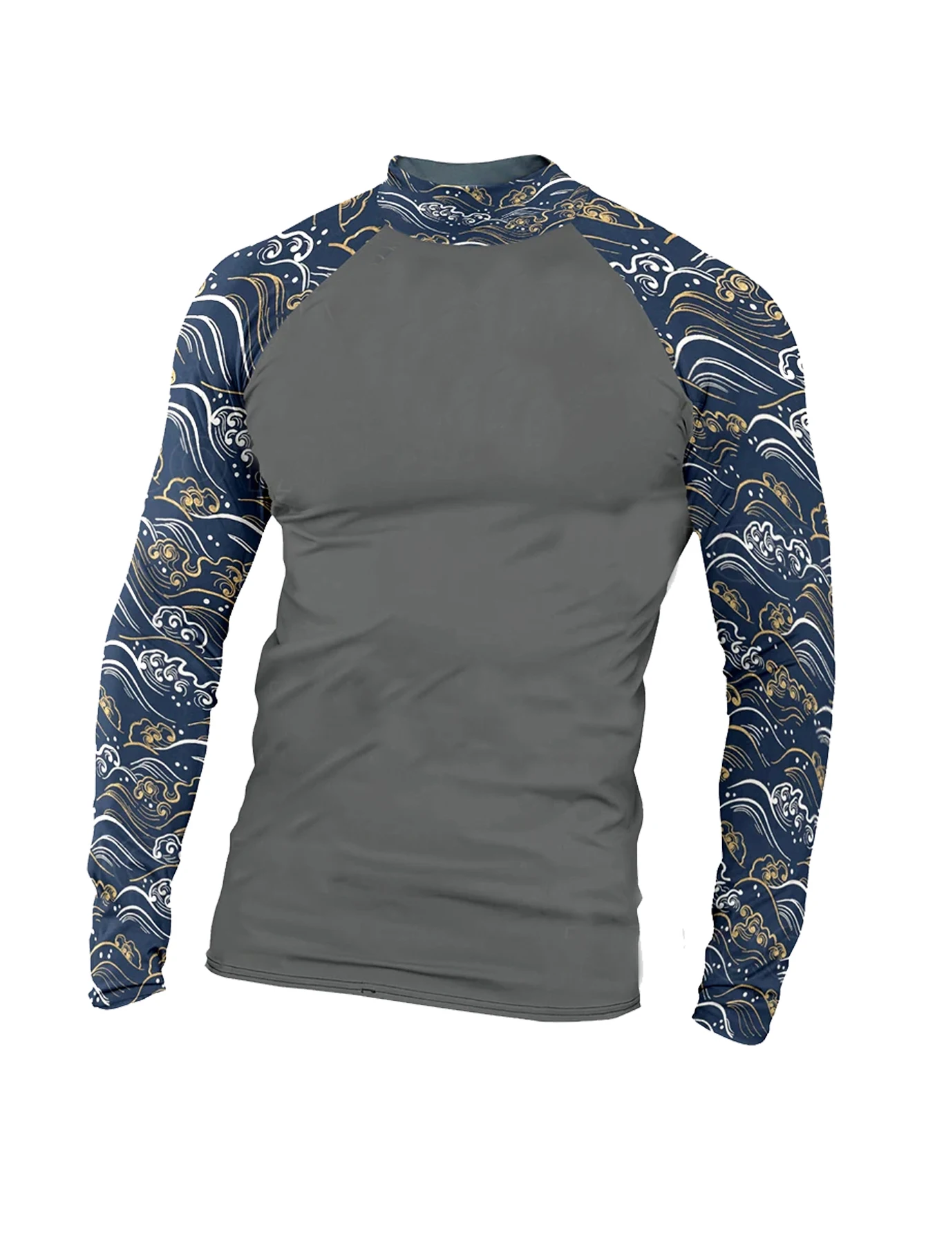 Men Long Sleeve Quick-drying Top Rash Guard Surf Shirts Swimming Rashguard Shirt Swimsuit UPF 50+ Beachwear