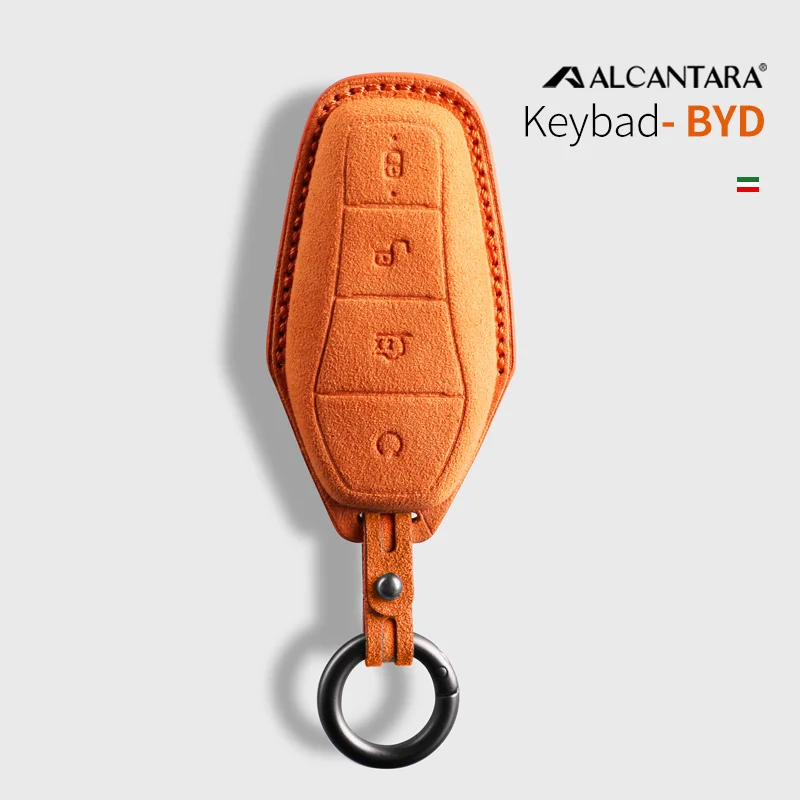 

For BYD EA1 Han EV Qin Song Plus Dmi Yuan Plus Tang Atto 3 EV Alcantara Leather Key Cover Keychain Key Case for Car Accessories