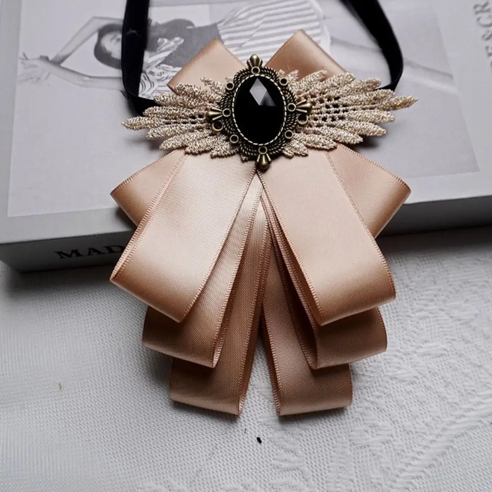 Fashion Faux Stone Men's Suit Lapel Flowers Alloy Polyester Bow Tie Necktie Neck Decoration Party Clothing Accessories for Women neck tie