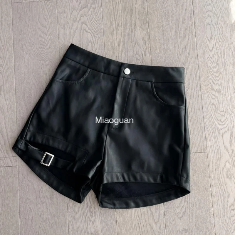 Sexy Party Black Pu Leather Shorts Women\'s Autumn and Winter Tight Gothic High Waist Shorts Street Fashion NEW Hot Girl Outfit