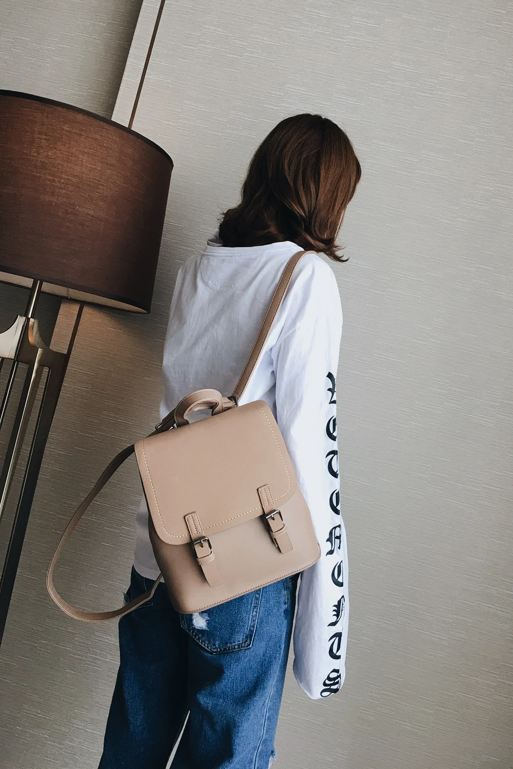 Backpack Women's New Style Instagram Trendy PU Leather Fashionable Computer Backpack with Sports Niche Design