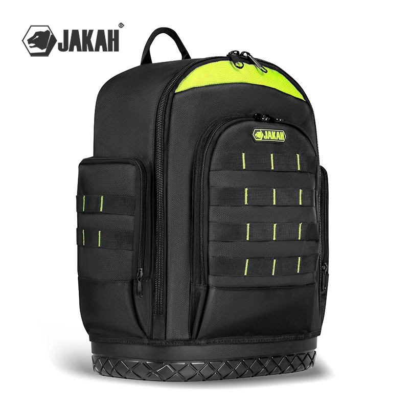Mens Backpack JAKAH Heavy Duty Thickened Tool Backpack with Plastic Bottom for Tool Bag Organizer Electrician Man Gift HL096