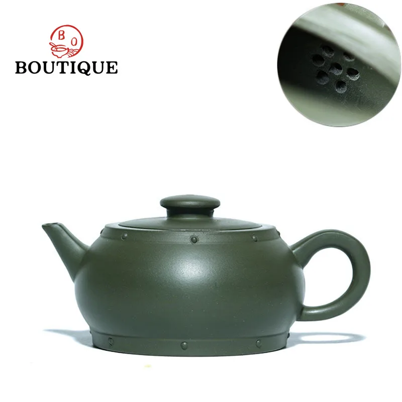

190ml Yixing Purple Clay Teapot Famous Handmade Antique Tea Pot Raw Ore Green Mud Drum Kettle Chinese Authentic Zisha Tea Set