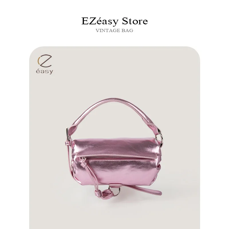 EZeasy Light Luxury Niche Designer Bags for Women Metal Texture Shiny Handbag Fashionable Small Square Totes Bag Crossbody Bag