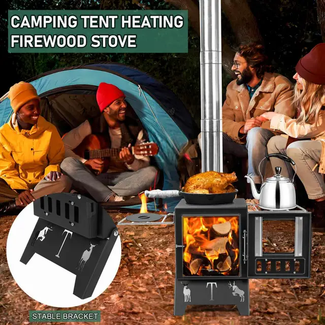 Wood Burning Stove,Folding Portable Wood Stove,Tent Stove for Heating,Outdoor camping stainless steel desktop stove include Pipe 2