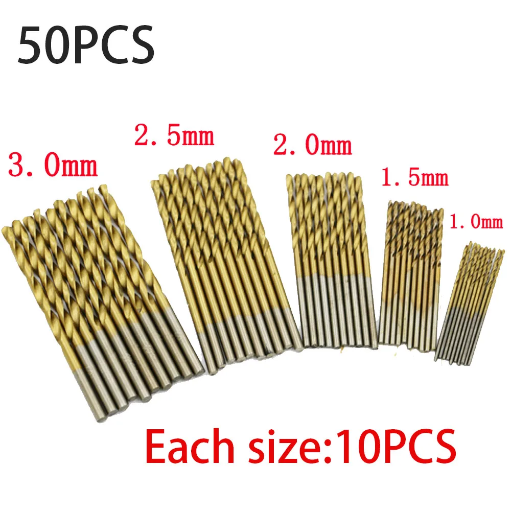 50pcs 1-3mm High Speed Steel Twist Drill Stainless Steel Tool Set for Cutting Drilling Polishing Whole Ground Metal Reamer Tools