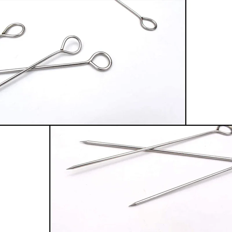12/30Pcs 6-inch Stainless Steel Lacers for Trussing Turkey Grilling Onions Prawns Rolled Meat