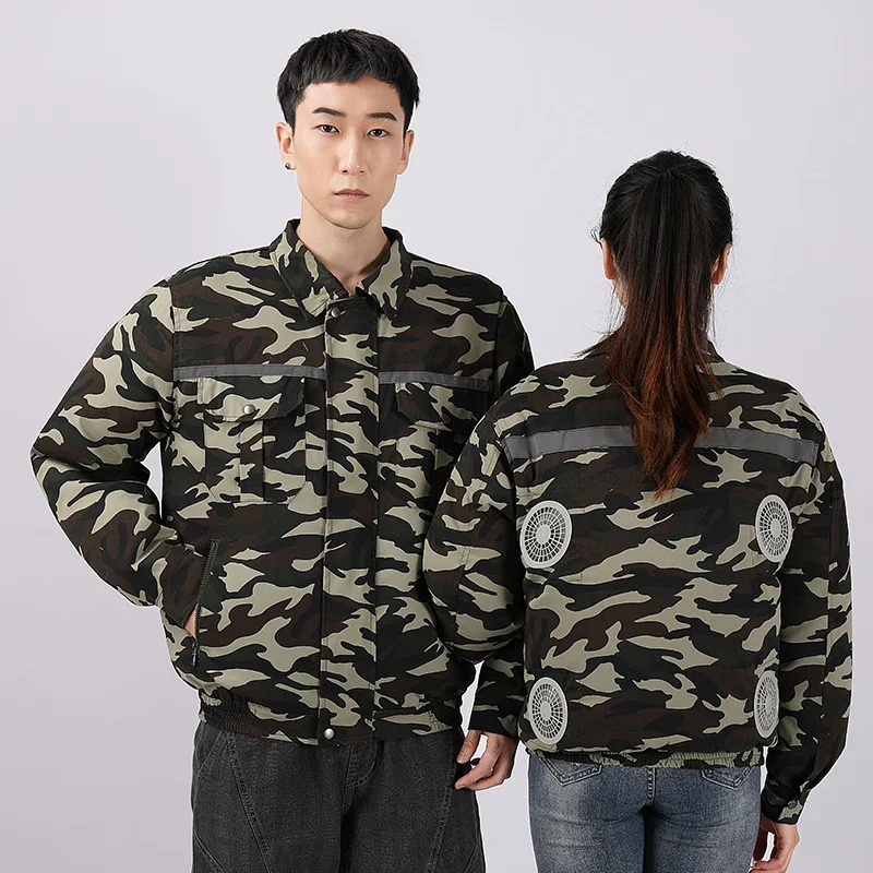 2024 Men's Cool Coat Fan Air Conditioning Clothing Usb Heat Dissipation Camouflage Sports Top Outdoor Camping Fishing Jacket