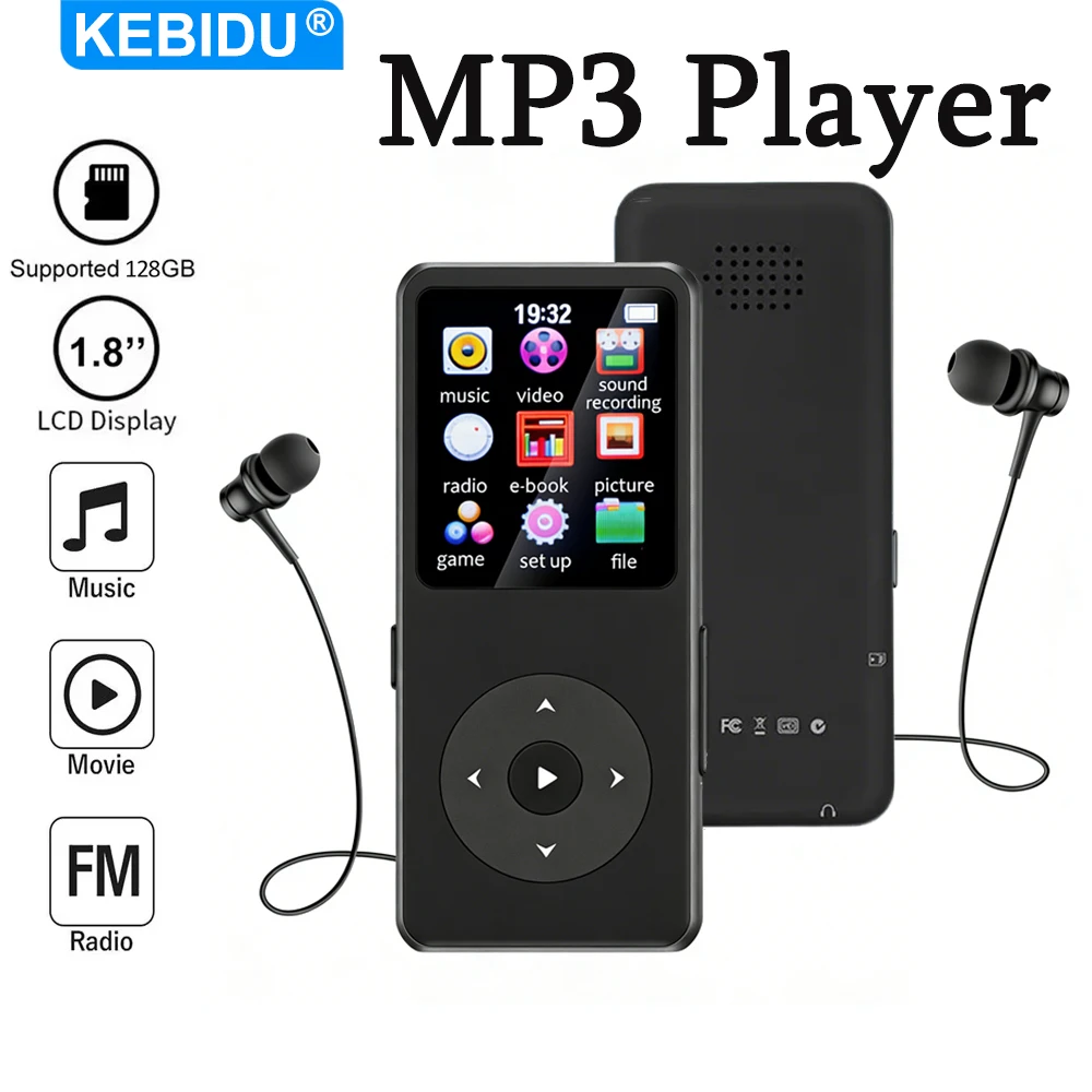 MP3 플레이어 블루투스 5.0 휴대용 음악 플레이어 1.8 인치 내장 스피커 스테레오 음악 플레이어 지원 FM 라디오 전자 책 녹음