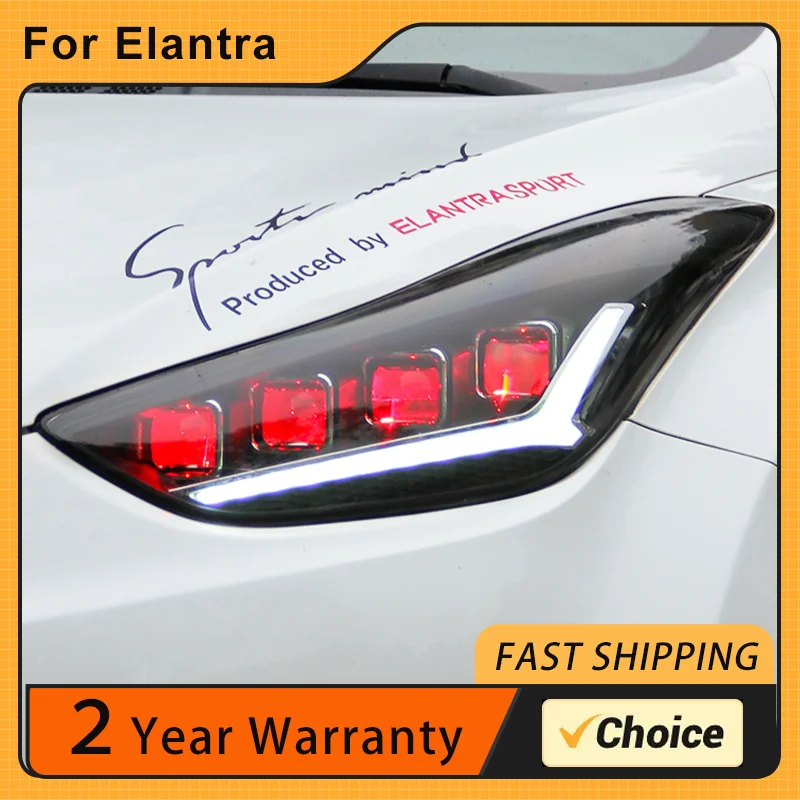 

Car Lights for Elantra 2012-2016 LED Auto Headlights Assembly Century Version Projector 4 Lens Frontlight Accessories Upgrade