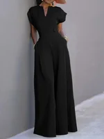 Yeezzi Women Black White Color Wide Leg Jumpsuits 2025 New Summer Cap Sleeves Loose Fashion Urban Casual Office One-piece Pants - Image 2