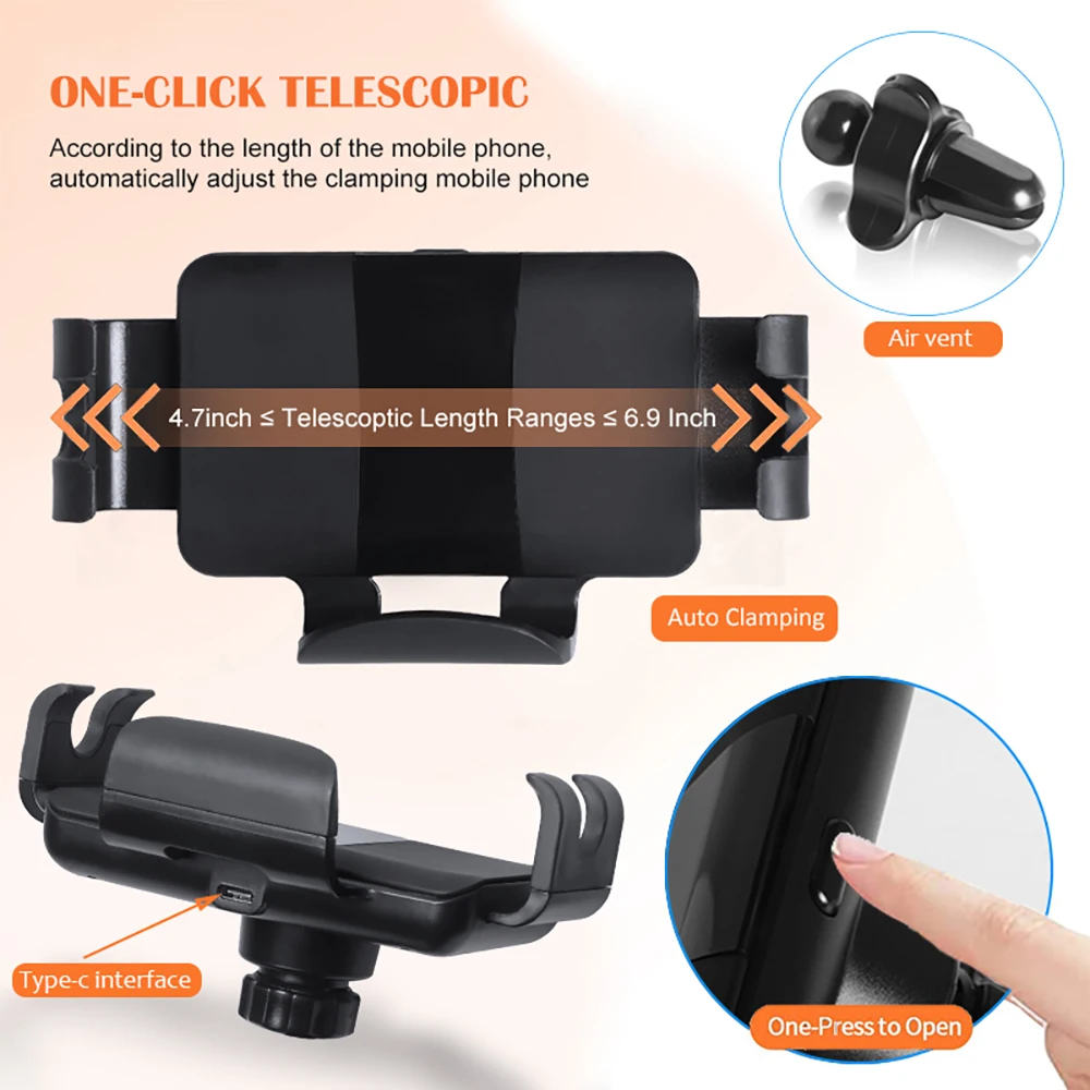 Car Phone Holder Automatic Clamping For Samsung Z Fold 2/3 20W Wireless Charger Phone Holder in Car Mount Dashboard For iPhone mobile phone stand