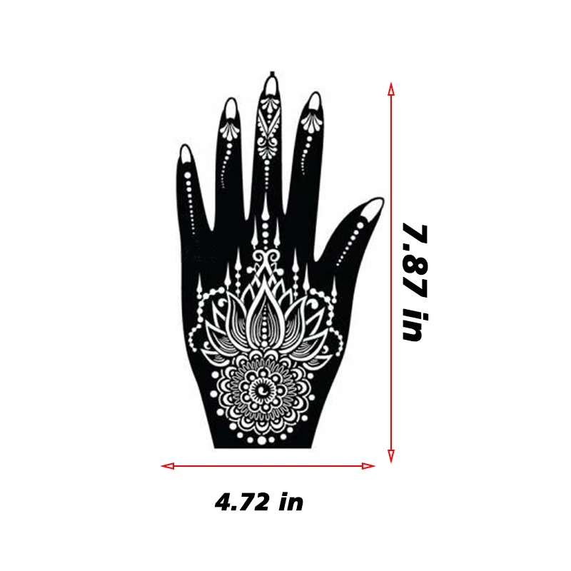 Henna Stencil Temporary Hand Tattoo Body Art Sticker Airbrush Tattoo Templates 1 Pair for Wedding