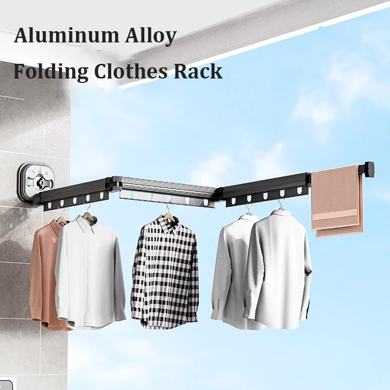 Klappbarer Kleider ständer Wand halterung Vakuum Installation Kleiderbügel  Aluminium legierung versenkbare Stange Home Wäsche Wäscheleine - AliExpress
