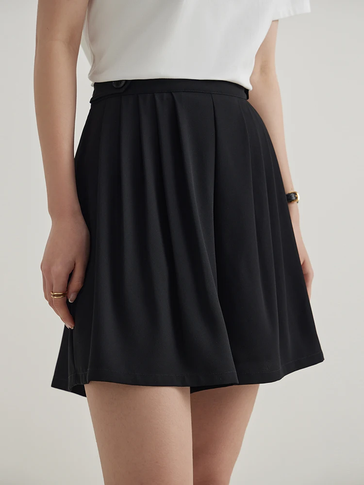 

DUSHU Casual Versatile Design Pleated Women Shorts 2024 Summer New Arrival High Waist Slim Shorts For Female 24DS82362
