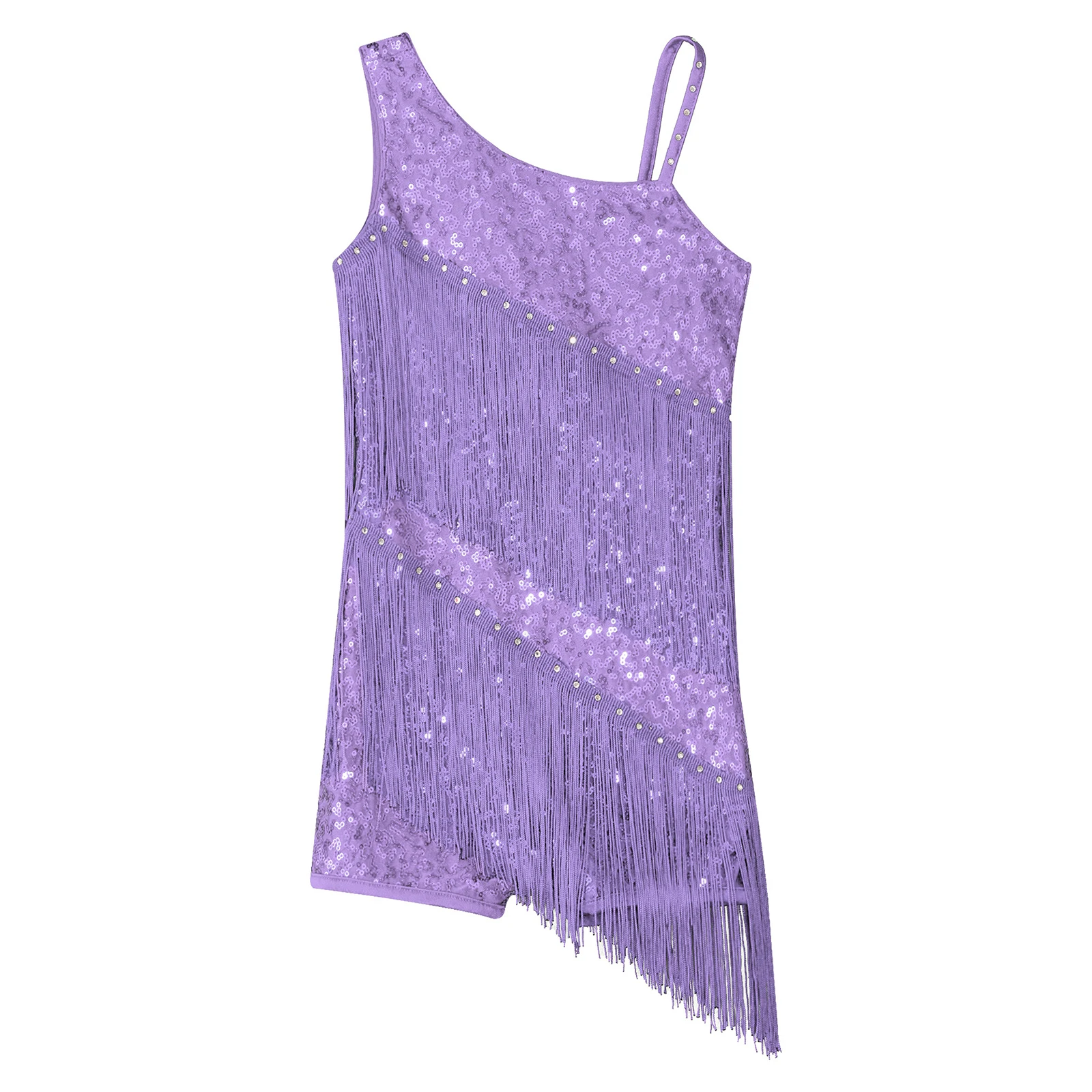 Dance Dress Dance Bodysuit Shiny Sequins Latin Ballroom Fringe Chacha Rumba Tango Salsa for Kids Girls