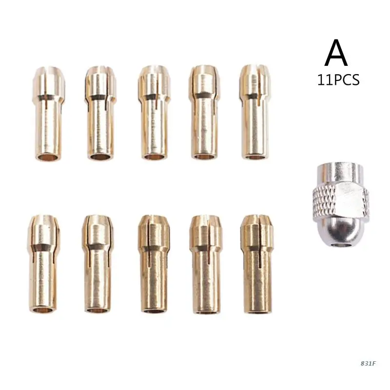 

11 Pcs Collet Chucks Set Copper Collet Chuck forDremel Rotary Tool Engraving Machine