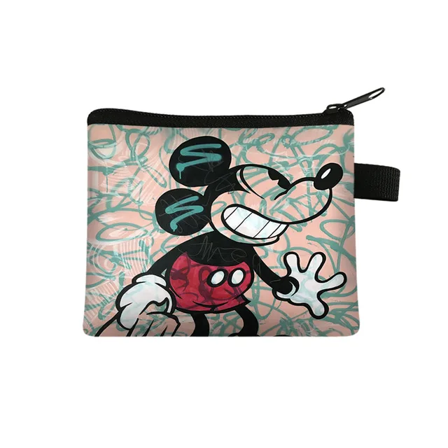 Disney Mickey Kids Coin Purse Kawaii Wallet Portable Card Holder Mickey Cute Print Polyester Key Storage Bag Frog Wallet 01