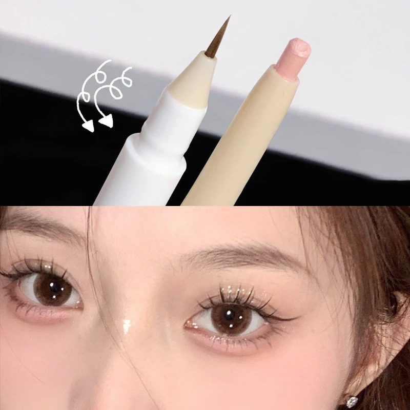 2 In 1 Liquid Eye Liner Shadow Pen Ultra Glitter Eyeliner Pencil Lasting Korean Eyes Makeup High Gloss Pigment Silkworm Gel Pen,liquid eyeliner,eyeshadow pencil,eyeshadow pen,eyeliner pencil,makeup pen,eyeshadow eyeliner