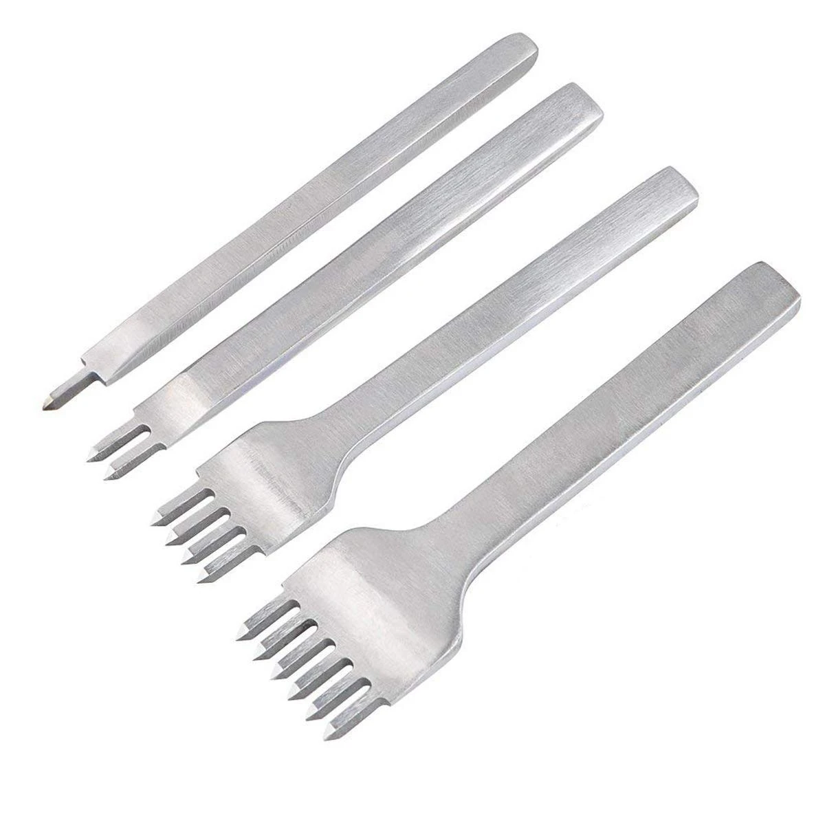 Leather Prong Punch Tool Set - 4Pcs 4mm 1/2/4/6 Prong Lacing Stitching  Chisel Diamond Hole Punch Sewing Leathercraft Supplies for DIY Punching  Cutting