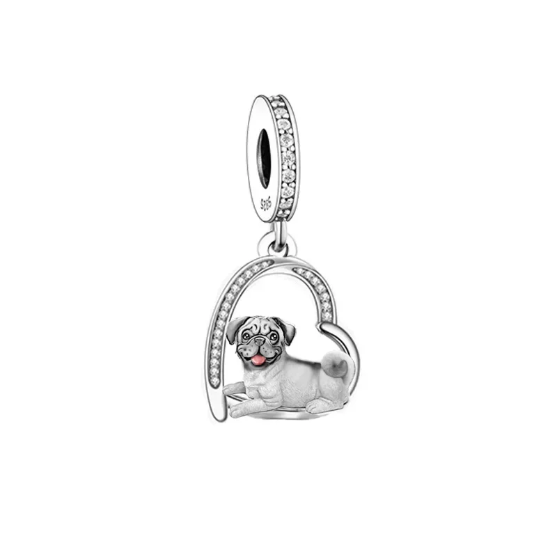 Fit Original Pan Charms Bracelet 925 Sterling Silver Pomeranian Poodle Chihuahua Schnauzer Pug Dog Bead For Making Berloque DIY 4