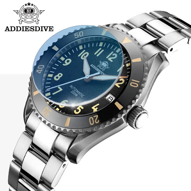 ADDIESDIVE Luxury Sapphire Automatic Men's Watch Ceramic Bezel C3 Super Luminous 200M Diving Watches BUSINESS Relogio Masculino