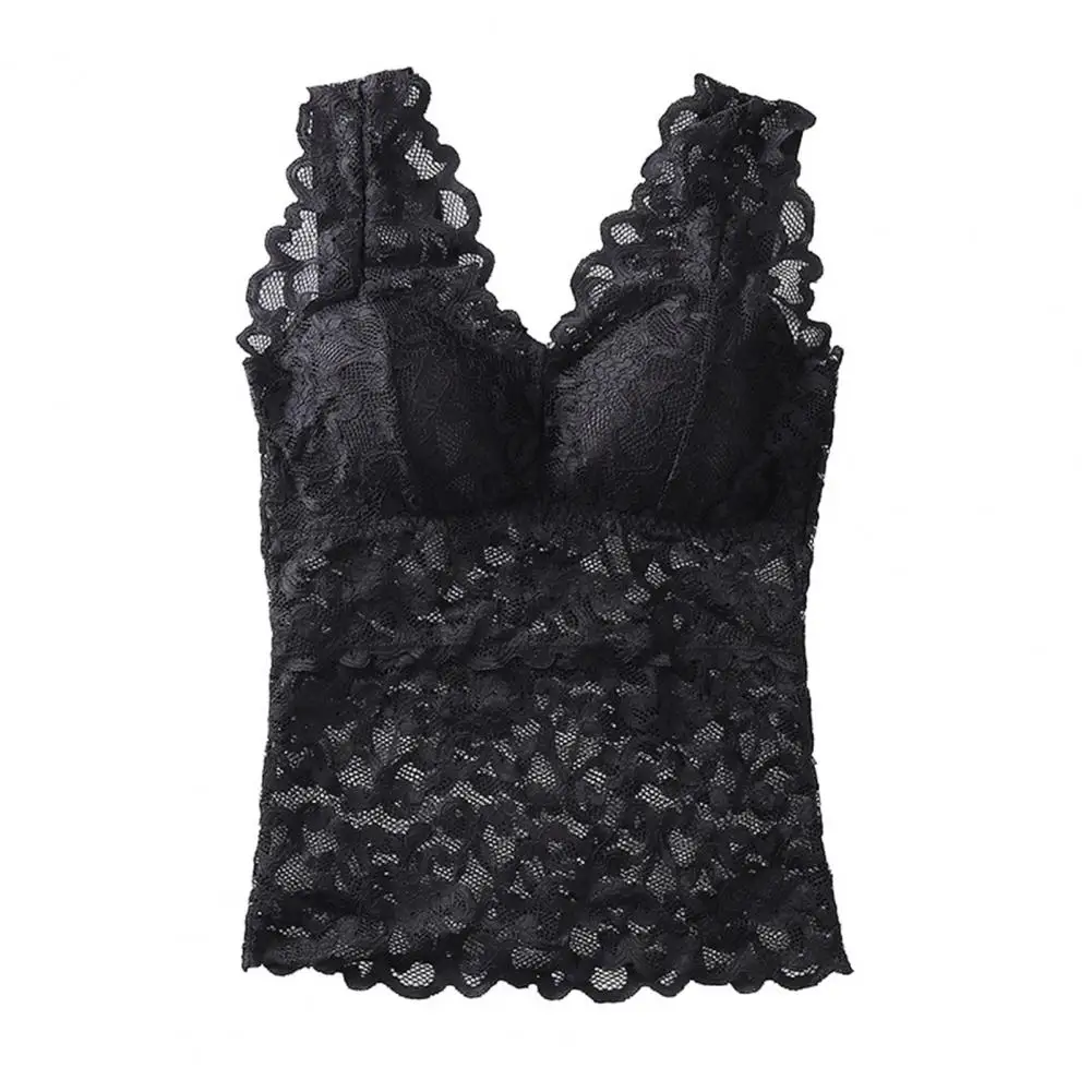 Description Picture 5 of itemSee-through Pads Beauty Back Thin Bra Vest Sweet Lace Stitching Casual Underwear Top Women's top Tank top sexy underwear woman
