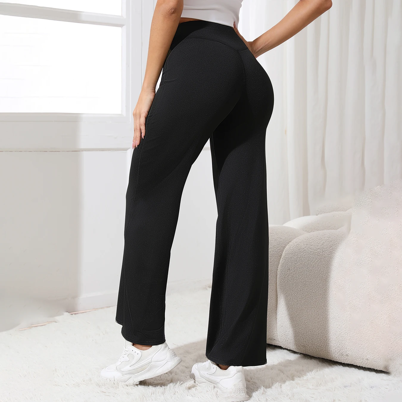Yogabroek Dames Hoge taille Stretch Casual Zachte broek met rechte pijpen