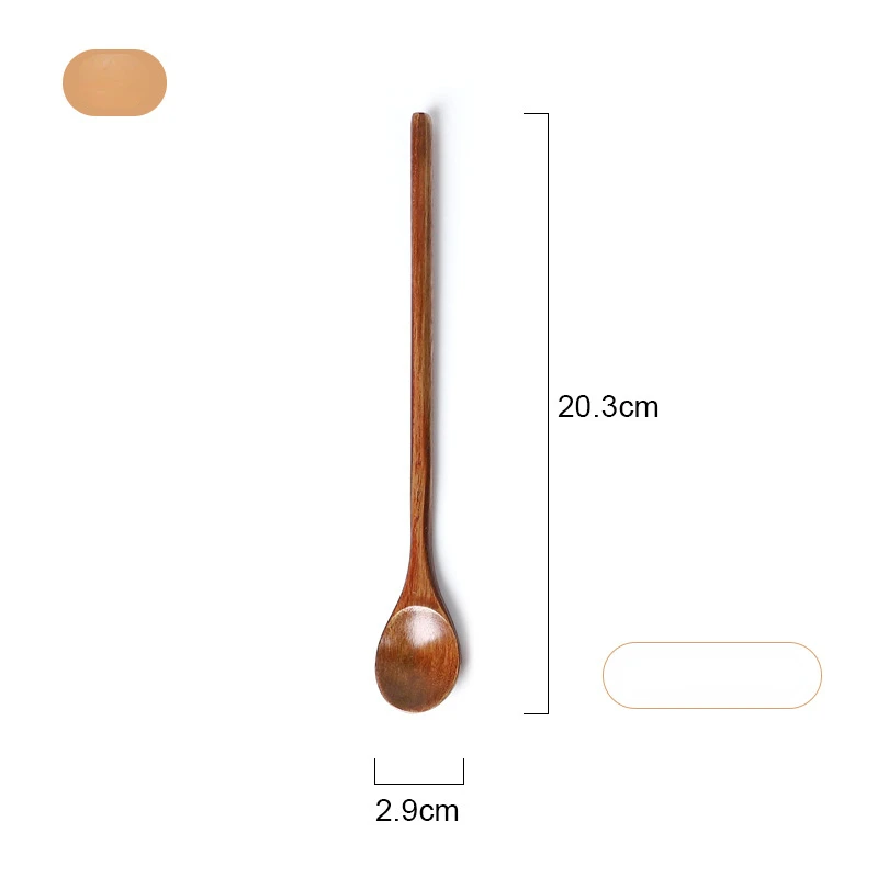 Wood Spoon 1pcs Long Handle Coffee Spoon Natural Solid Wood Tableware Stir Stick Milk Tea Honey Kitchen Tools