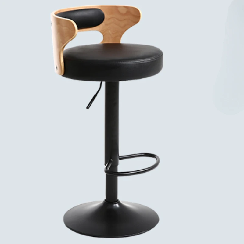 

Solid wood back cashier bar chair Nordic lifting rotating high stool home bar