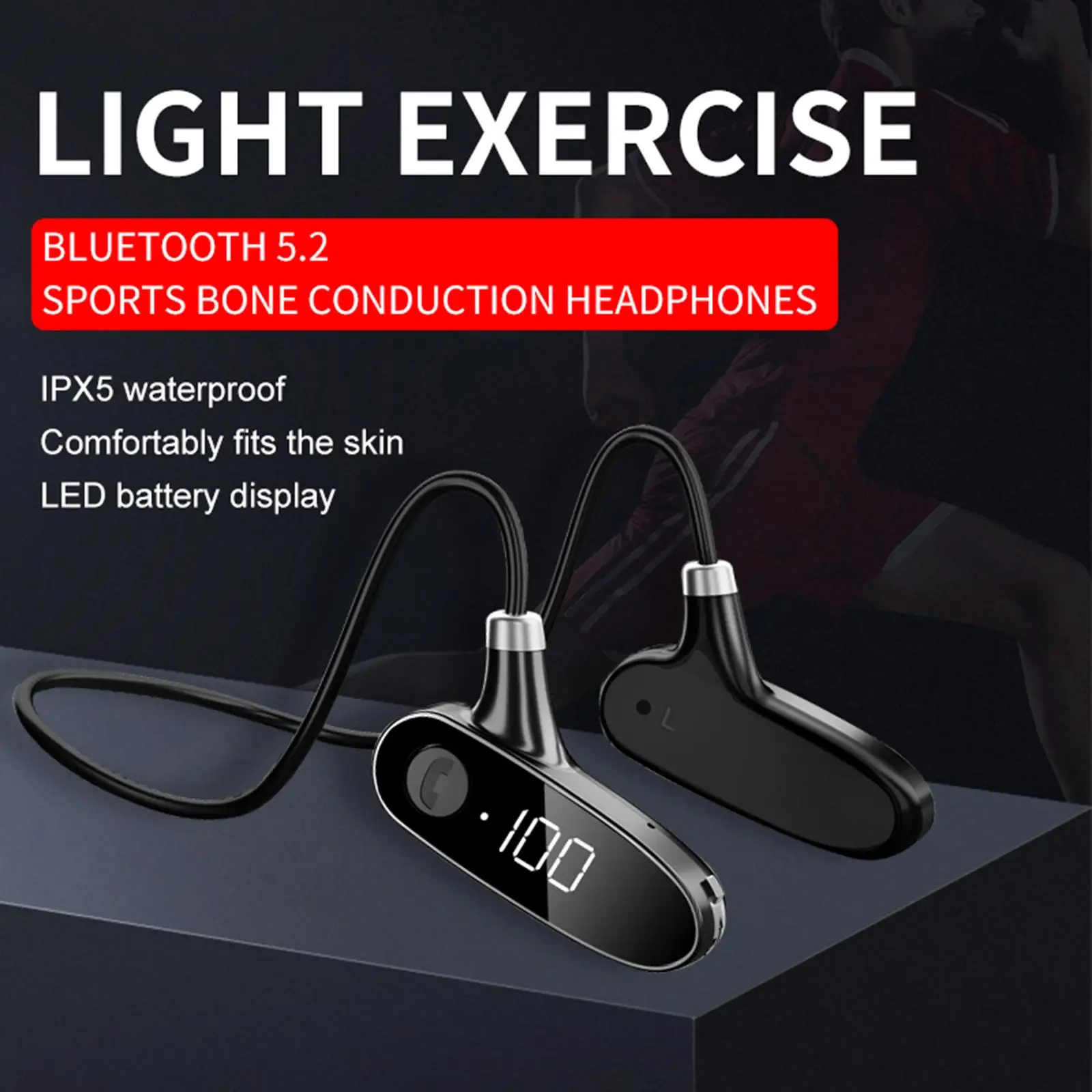 Wireless Headset Bluetooth 5.2 Bone Conduction Audio Equipment Open Ear Headphones with Mic Outdoor Sports Earbuds Waterproof |