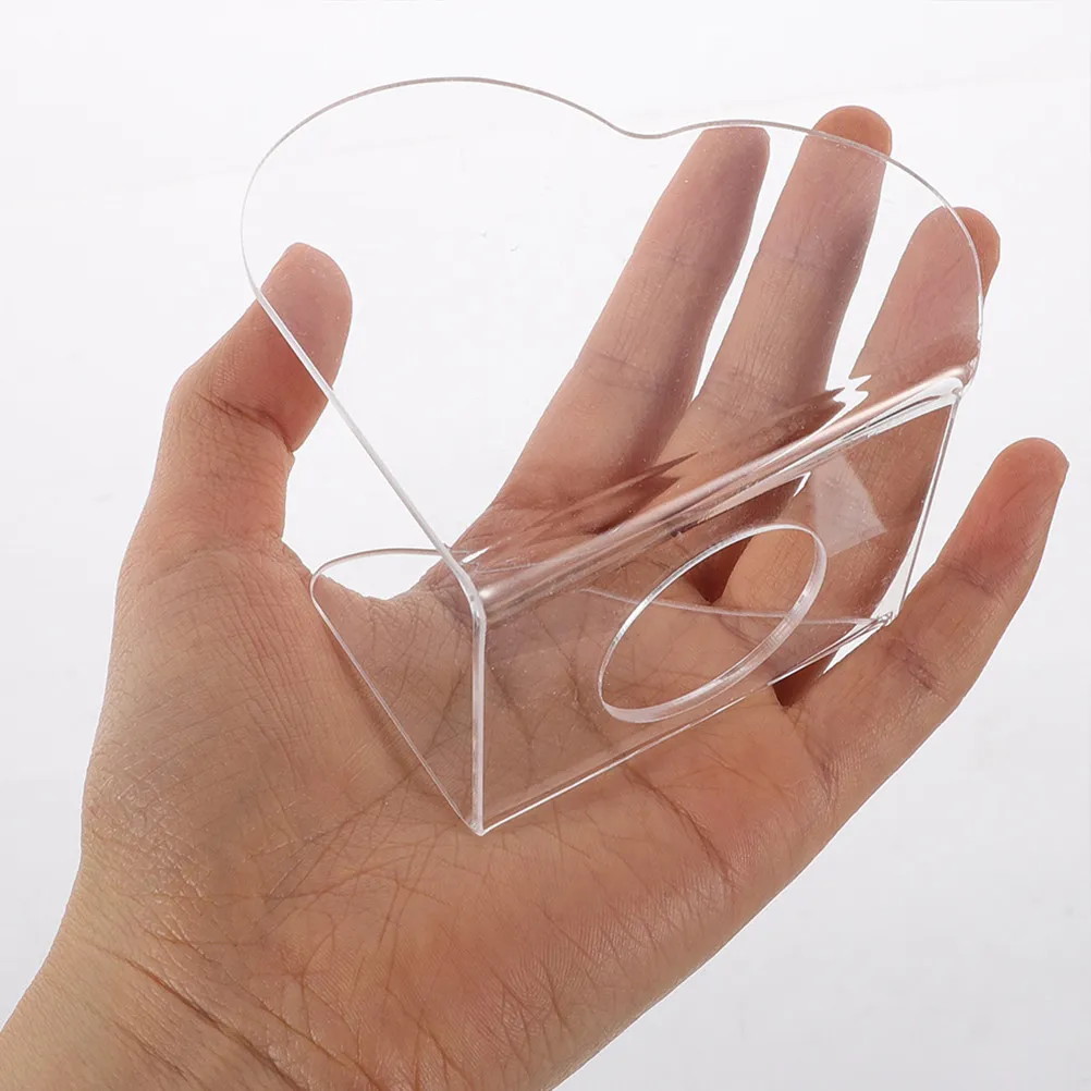 2Pcs 하트 모양의 아크릴 네일 아트 팔레트 투명 믹싱 트레이 매니큐어 컬러 블렌딩 도구 핸드헬드 살롱 가정용 디스플레이