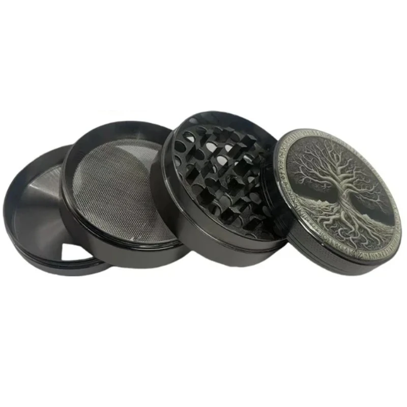 Nut Spice Grinder Herb Grinder Herb Spice Grinder 6.3cm Metal Tree Manual Herb Hemp Grinder Spice Pepper Mill Mortar Smoking Cigarette Accessories Raw Grass Tobacco Crusher Tools
