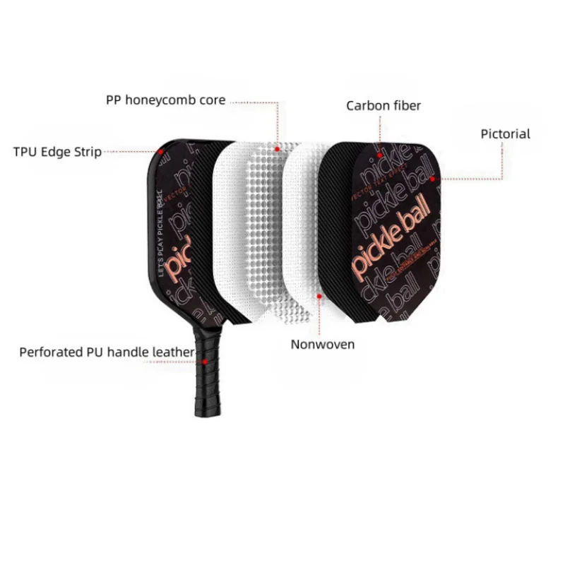 OUZEY T300 Pickleball Paddle Carbon Fiber Surface USAPA Approved Carbon Fibre cold Pressed Racket Pictorial pp honeycomb core