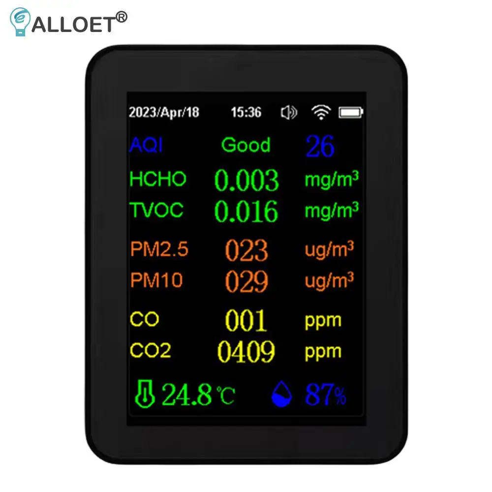  繫ǿ  , µ  跮 ÷ ũ,  PM2.5 PM10 CO CO2 TVOC HCHO AQI ׽, 12 in 1