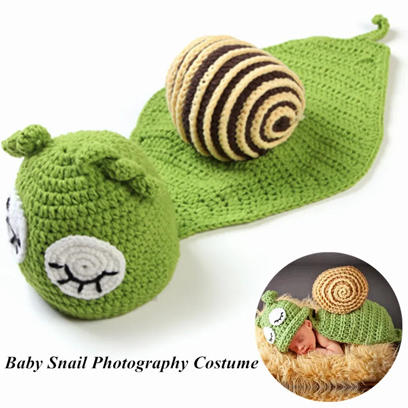 

Newborn Photography Props 0-6 Months Baby Accessories Cute Snail Baby Birthday Party Knit Costume Woolen Photo Clothes Suit